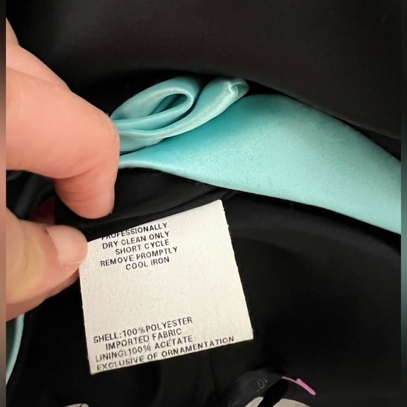 VINTAGE GUNNE SAX Off Shoulders Maxi A-line Ball Gown Black Blue Size S - Picture 7 of 7